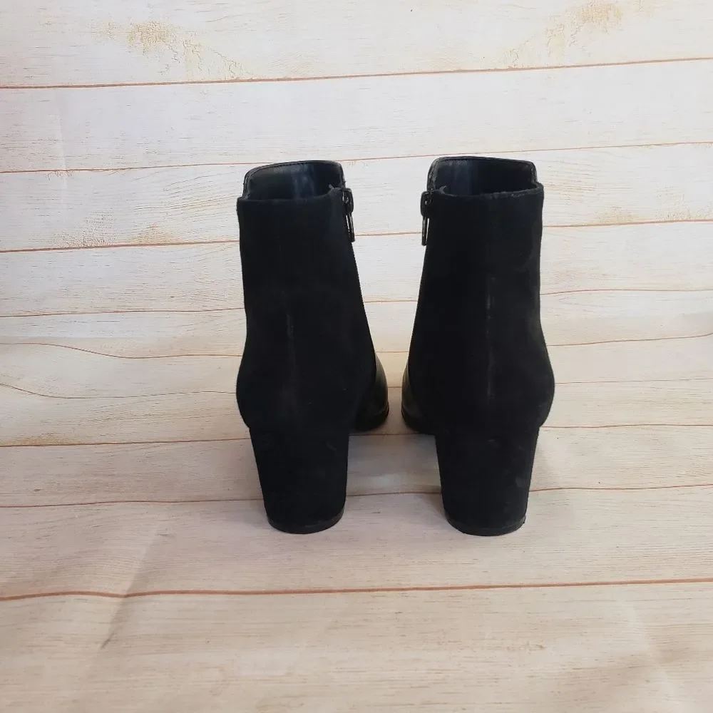 Vaneli Nappa Leather Suede Black Ankle Boots Booties Pointy Toe Black Size 8M